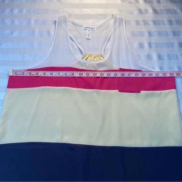 Ambiance Apparel Sz 2X Striped Racer Back Sheer Tank A-line Colorblock Top - Picture 4 of 11